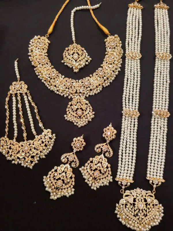 BEADED HYDERABADI MALA AND EARRINGS SET