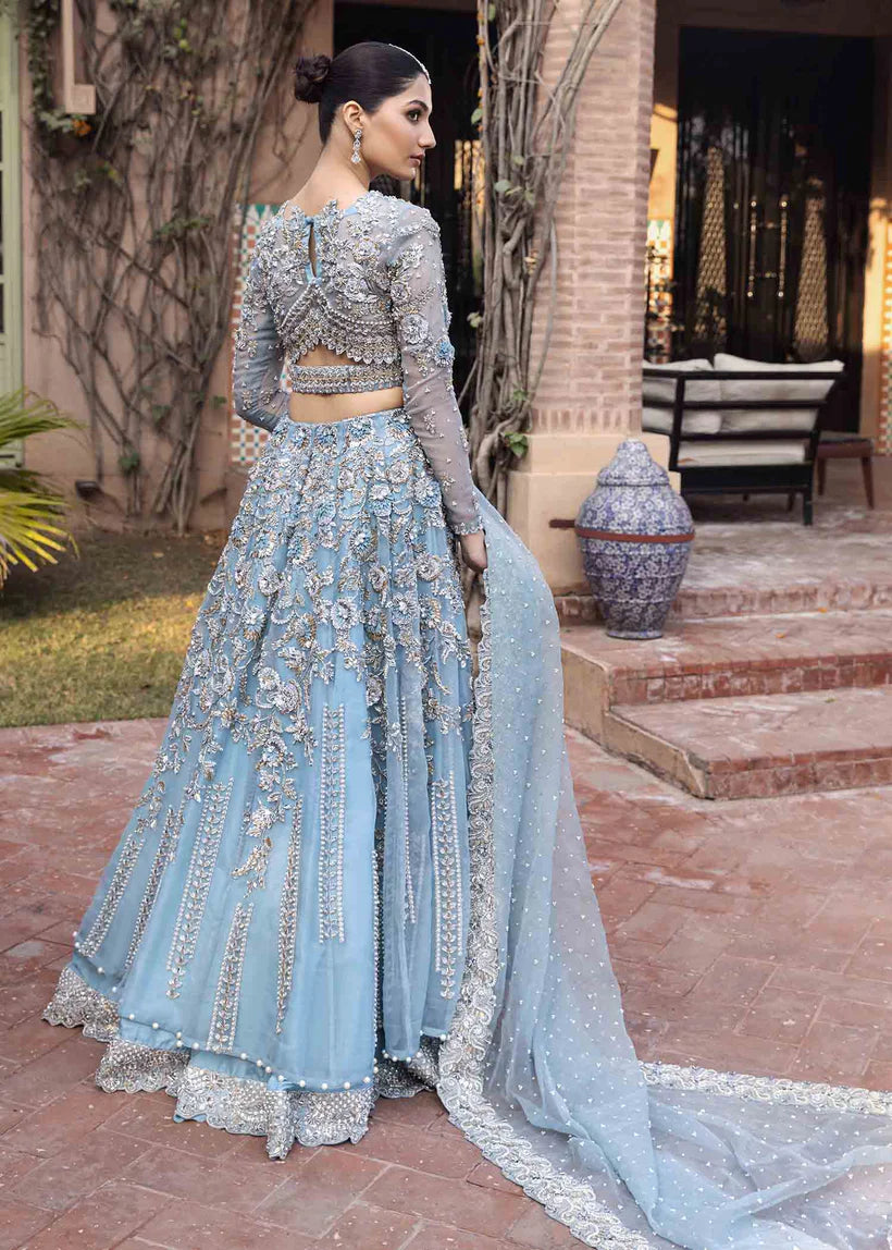 Pakistani Bridal Ice blue Lehenga Choli