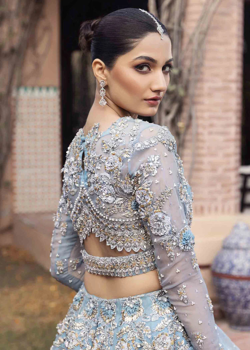 Pakistani Bridal Ice blue Lehenga Choli