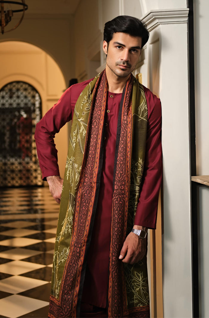 Gumaan Odhni - Shaded Olive Green