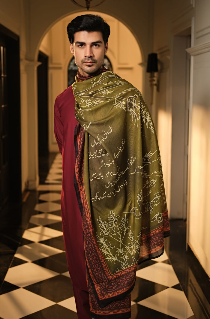 Gumaan Odhni - Shaded Olive Green