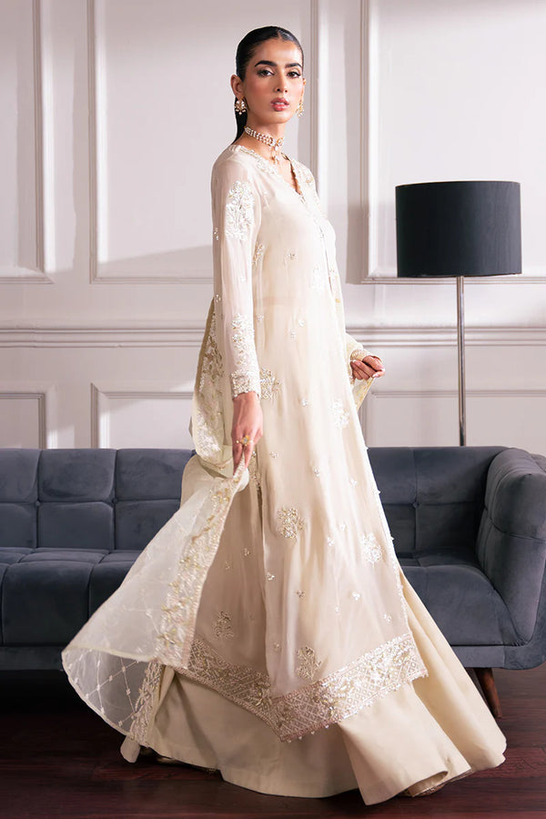 SEA MIST-4 PC EMBROIDERED CHIFFON SUIT