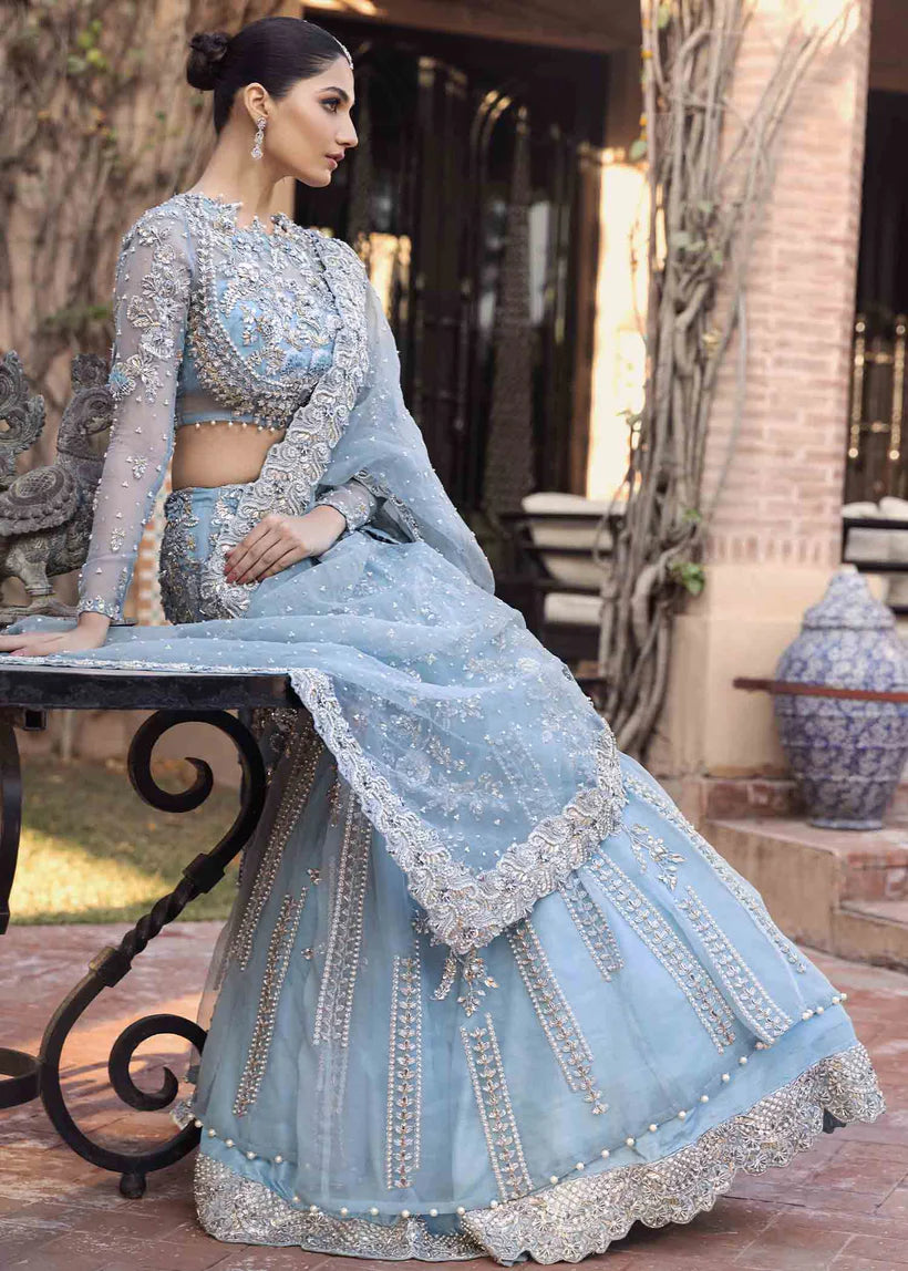 Pakistani Bridal Ice blue Lehenga Choli