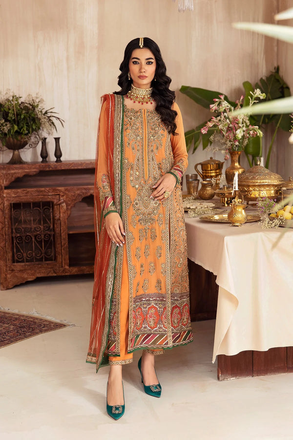 3-PC Embroidered Shirt & Formal Chiffon Dupatta DJ4-05