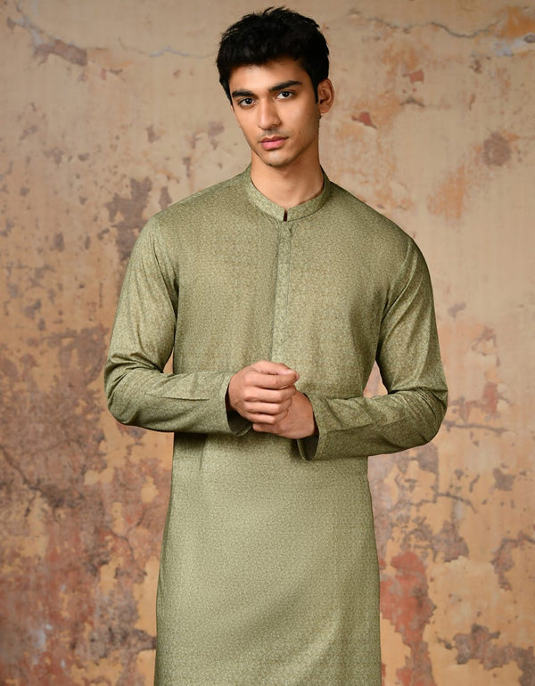 GREEN COTTON KURTA