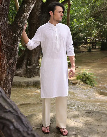 WHITE COTTON KURTA