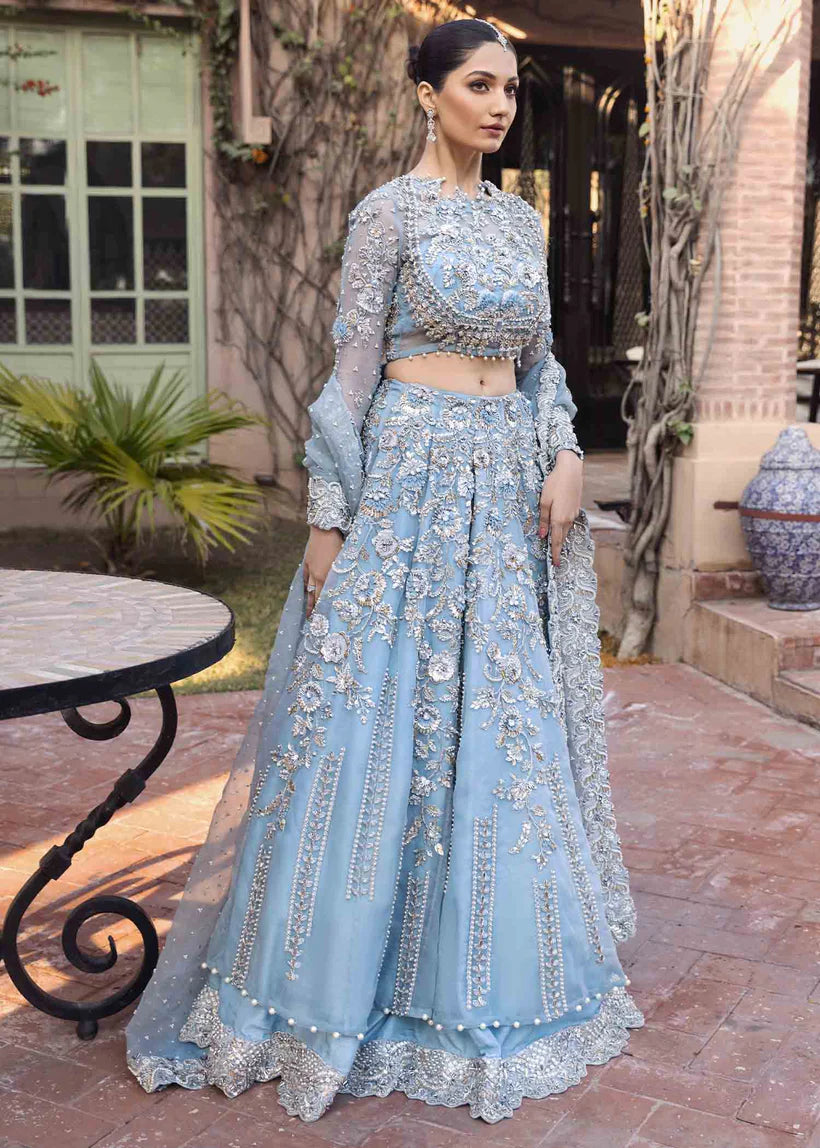 Pakistani Bridal Ice blue Lehenga Choli