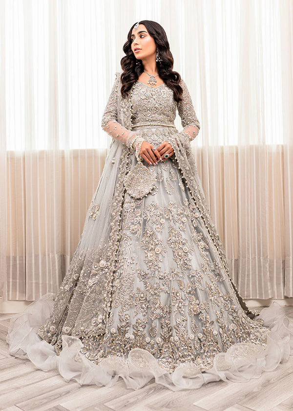 elegant walima dresses colour combinations Silver Walima Bridal Dress for Pakistani Wedding Dresses CUSTOM SIZE