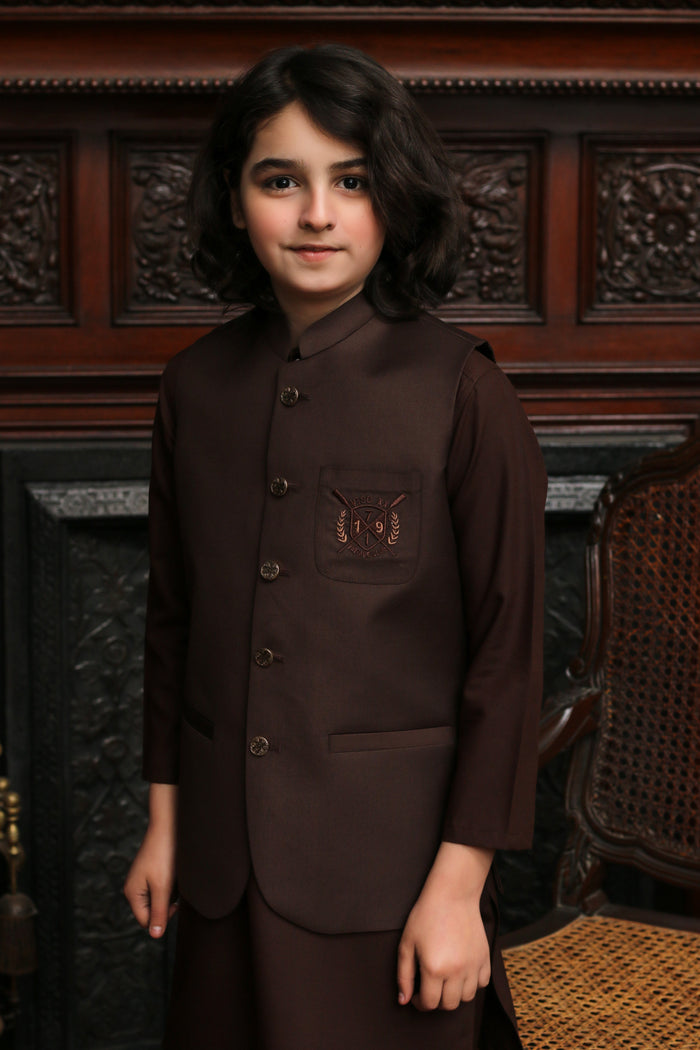 Brown Tropical Boys Waistcoat