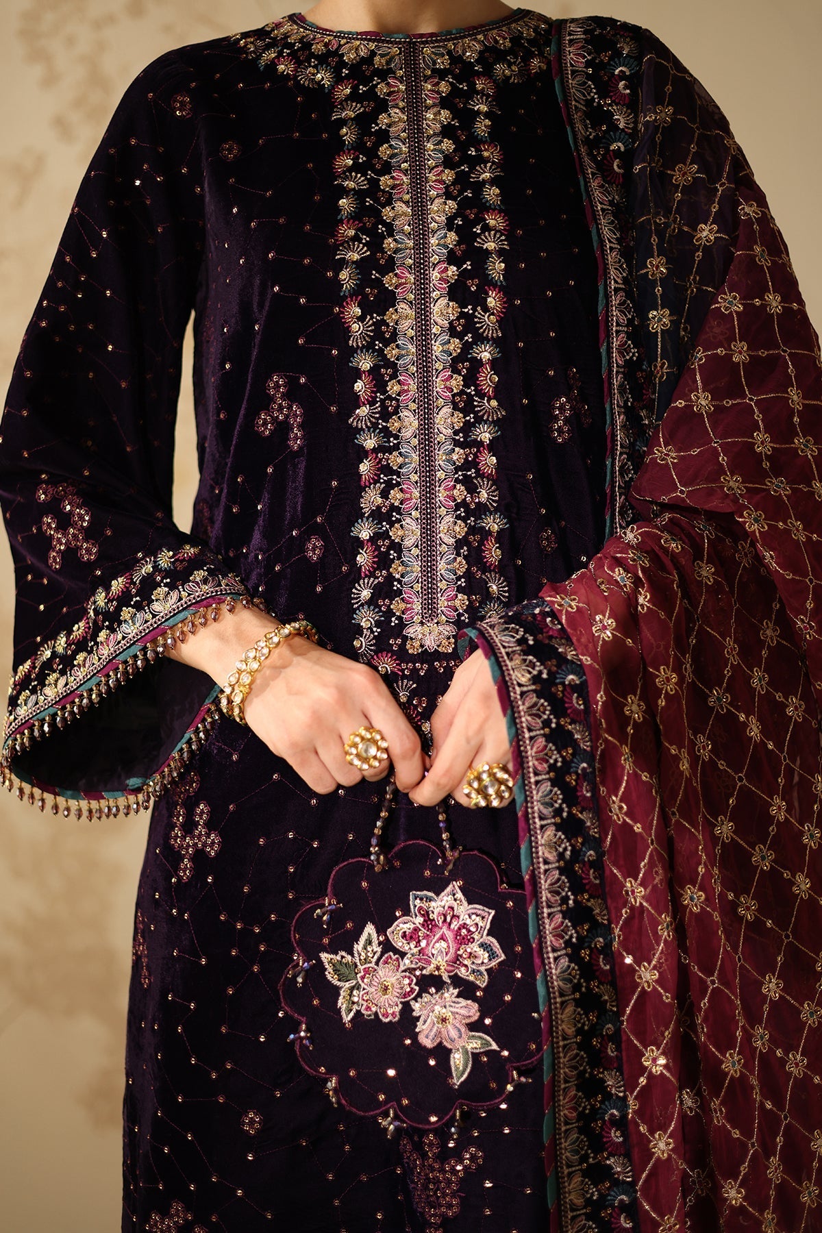 Embroidered Velvet UF-4319