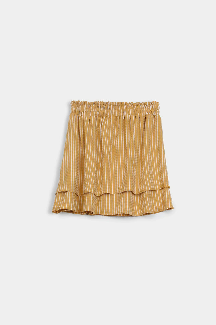 Mustard Printed Smocked Top & Skirt Co-ord Set