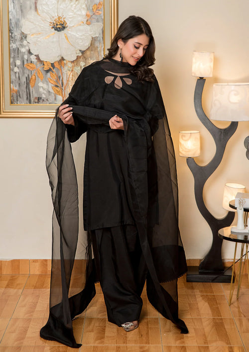 3Pc Silk Viscose with Farshi Shalwar with Organza Dupatta JASHAN