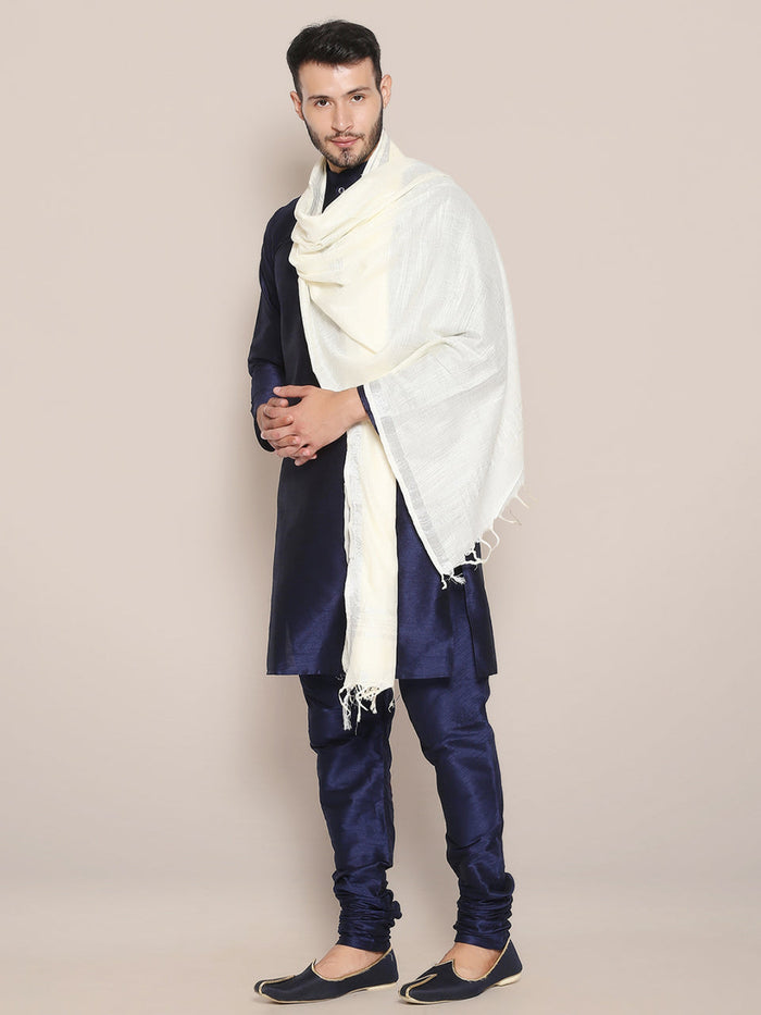 Men's Off White Linen Dupatta