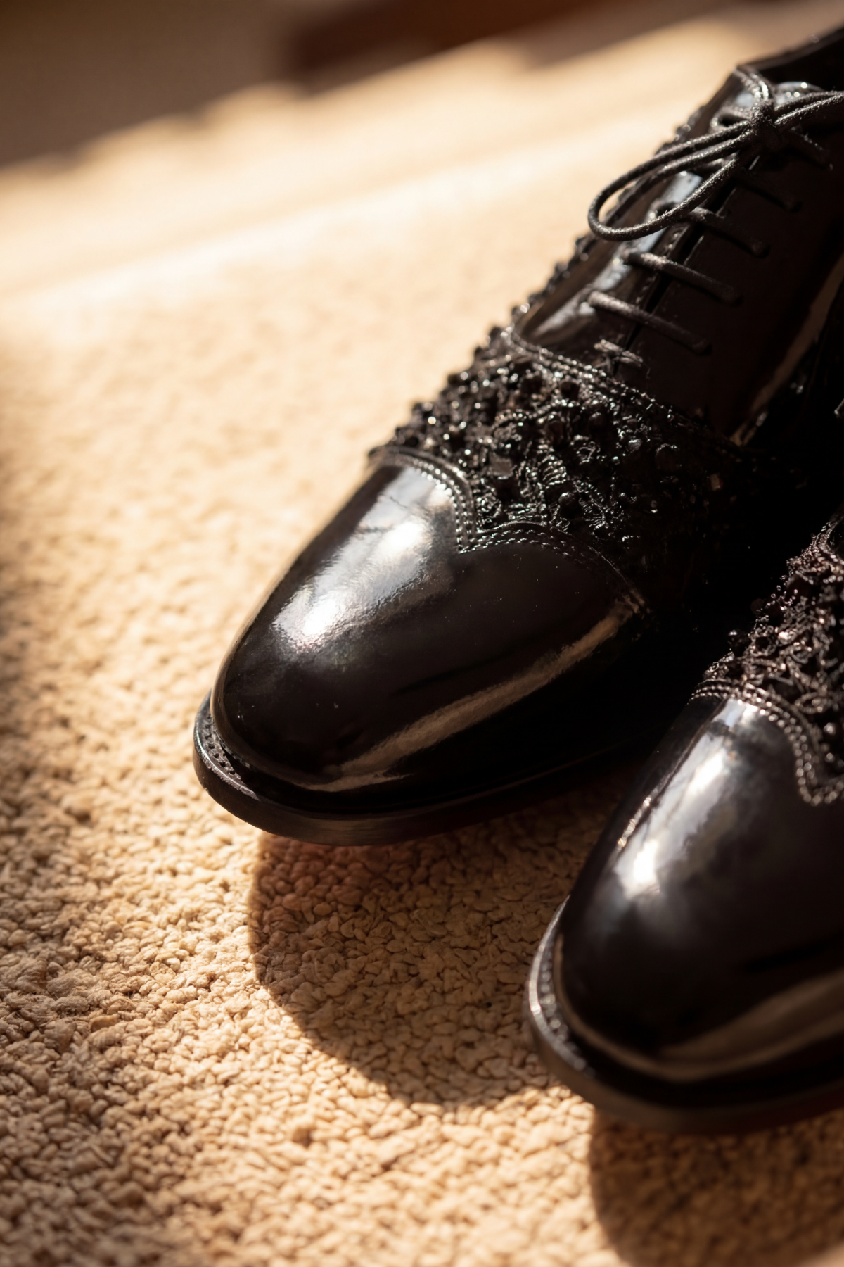 Black Bold Sequined Oxford Shoes