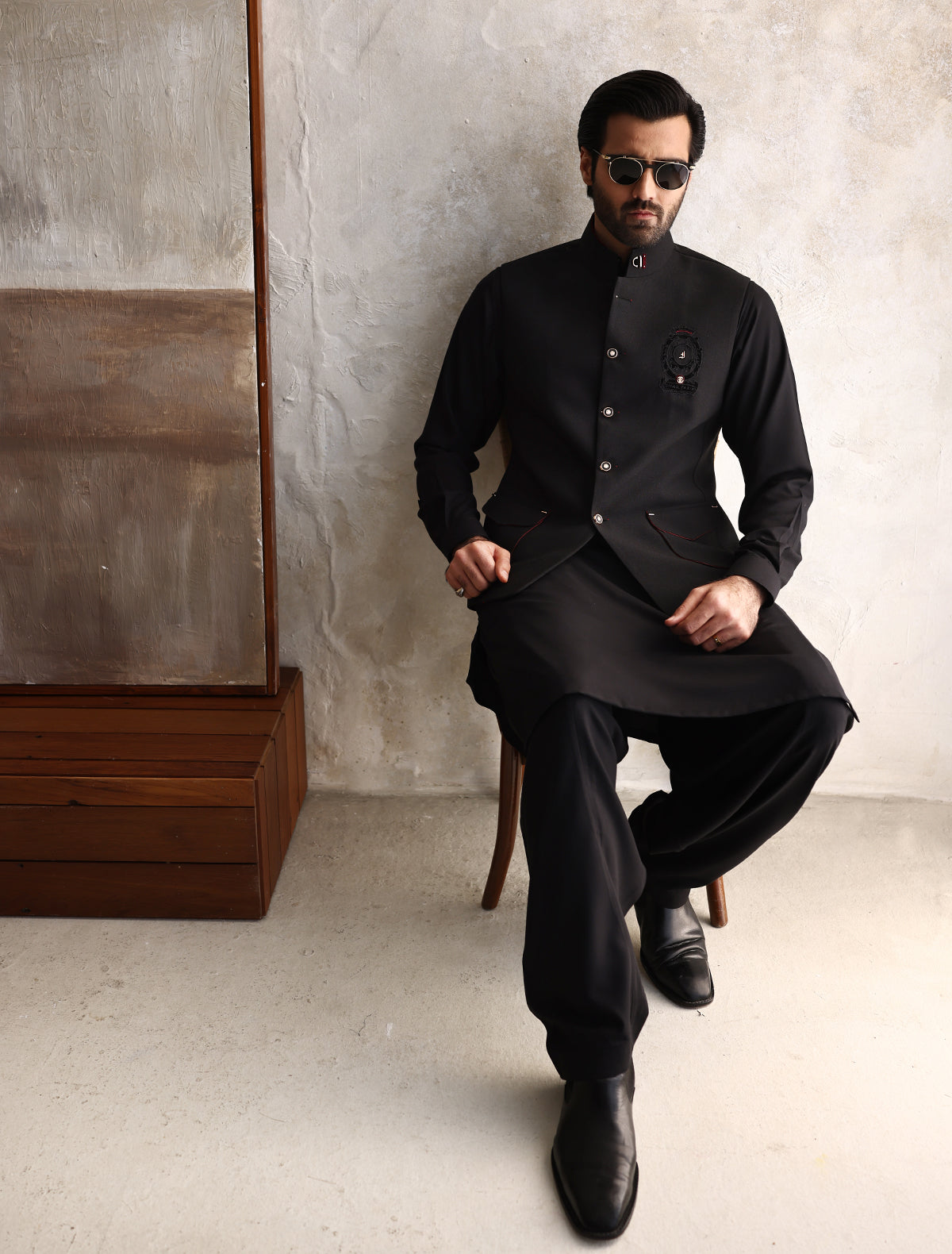 Black Designer Waistcoat