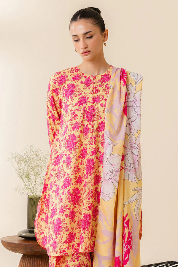 MISTED YELLOW-3 PIECE PRINTED LAWN SUIT