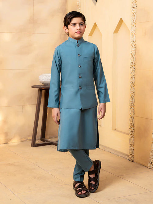 Pacific Blue Kurta Trouser with Waistcoat