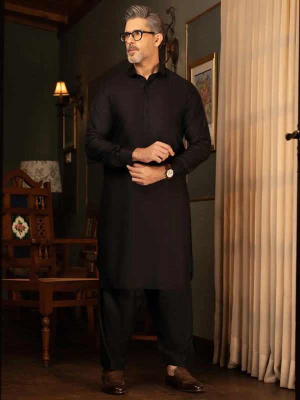 BLACK COTTON KAMEEZ SHALWAR