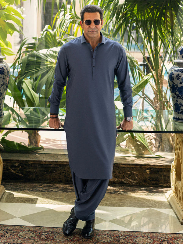 CHOCOLATE GREY COTTON KAMEEZ SHALWAR