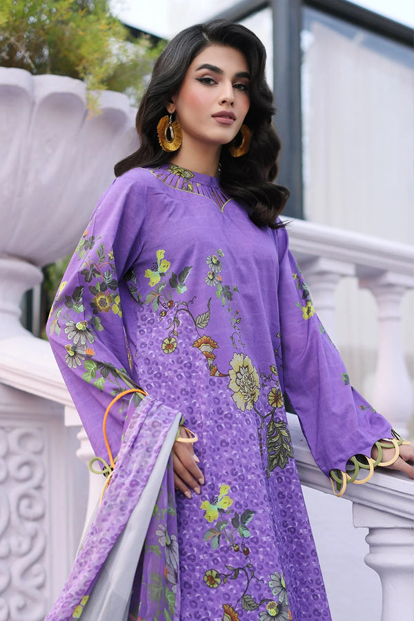 3-PC Printed Lawn Shirt with Chiffon Dupatta and Trouser CPS4-02