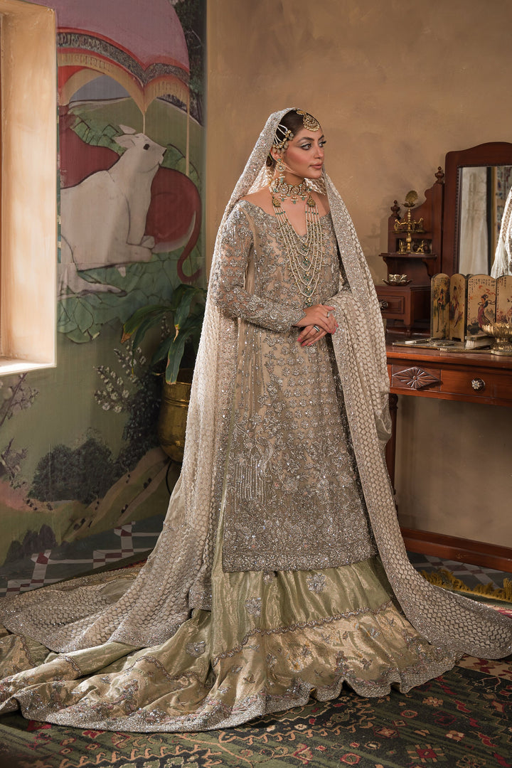 Silvery Champagne and Mint Farshi Lehnga Bridal (BR-12)