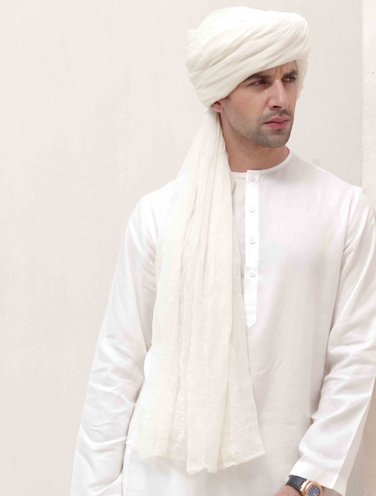 Off-White Chiffon Turban