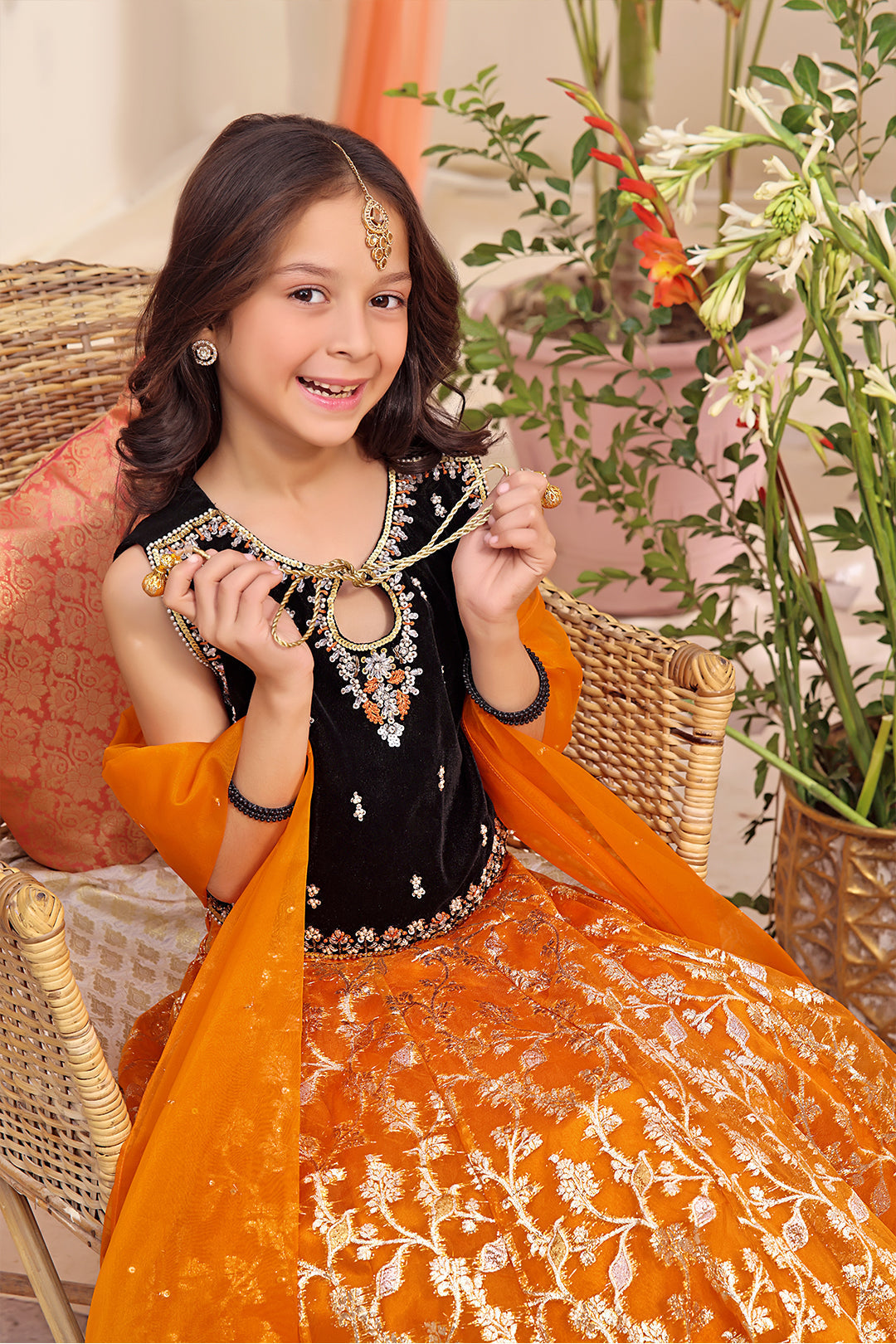 Velvet & Organza Lorex Lehenga Choli — Black Velvet Organza