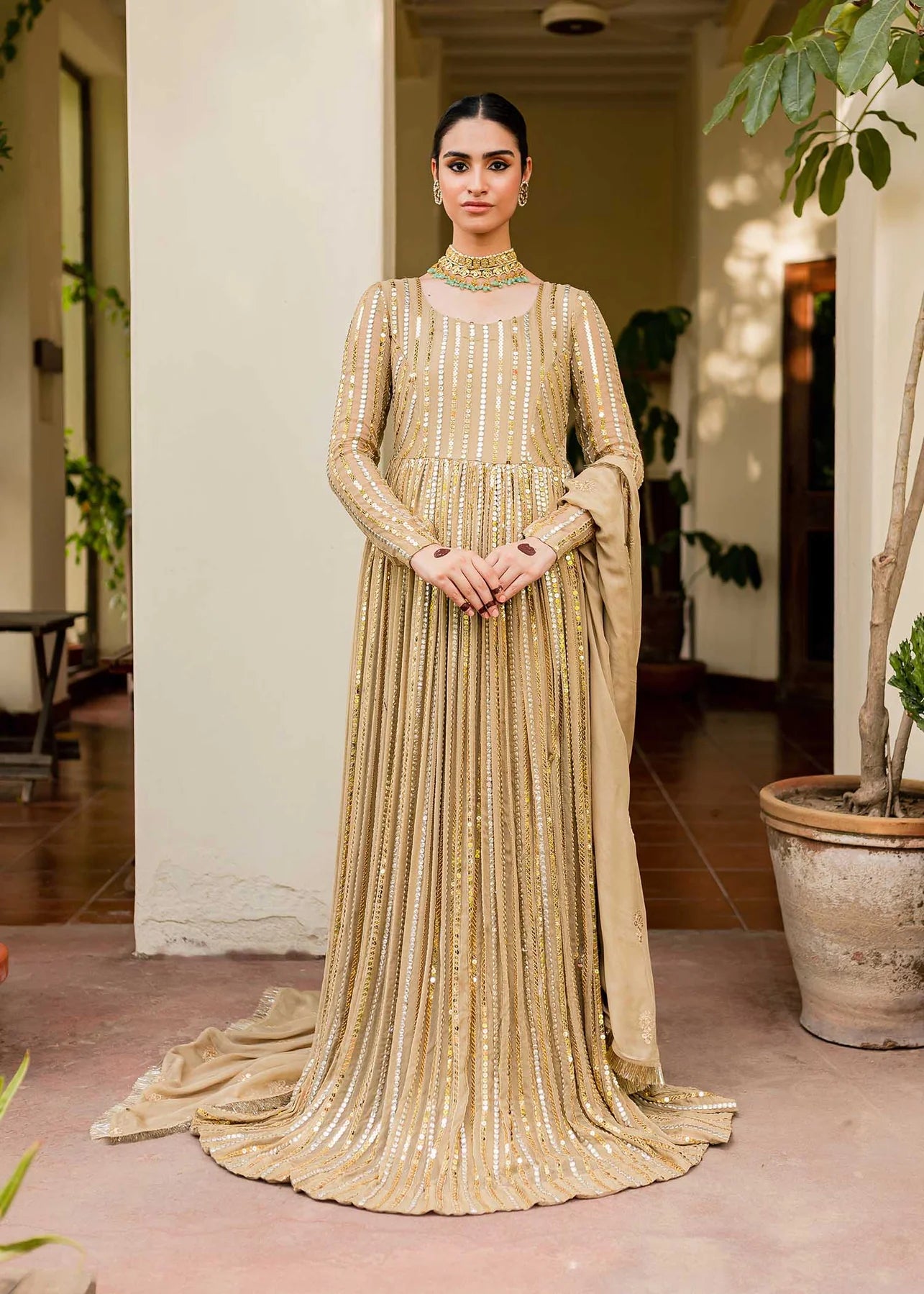 Golden sparkly peshwas