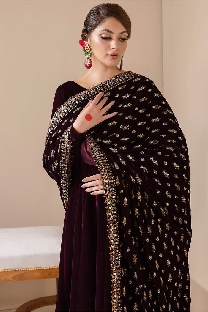 Embroidered Velvet Shawl VS-42