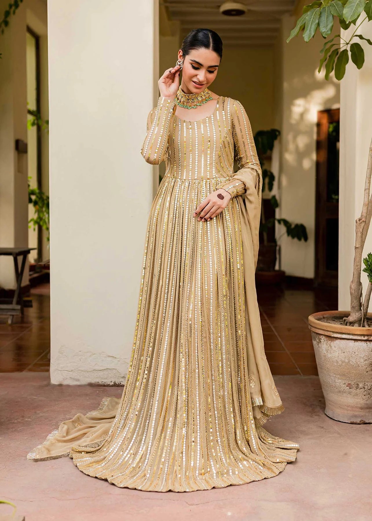 Golden sparkly peshwas