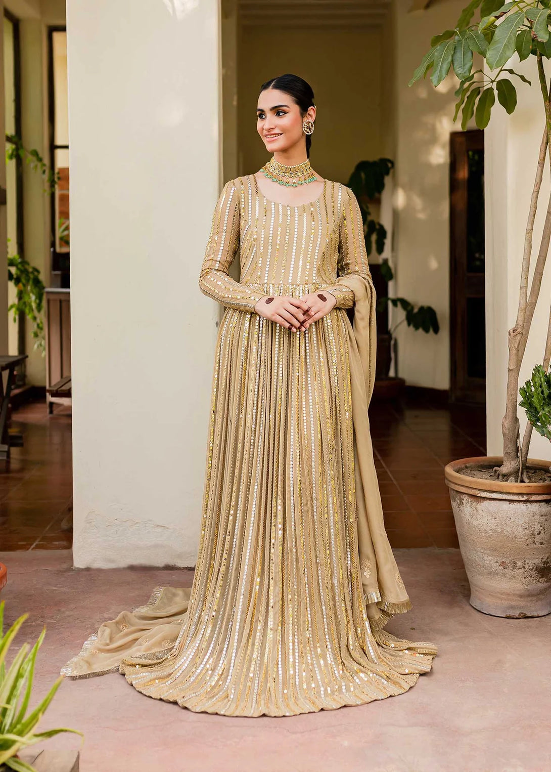 Golden sparkly peshwas