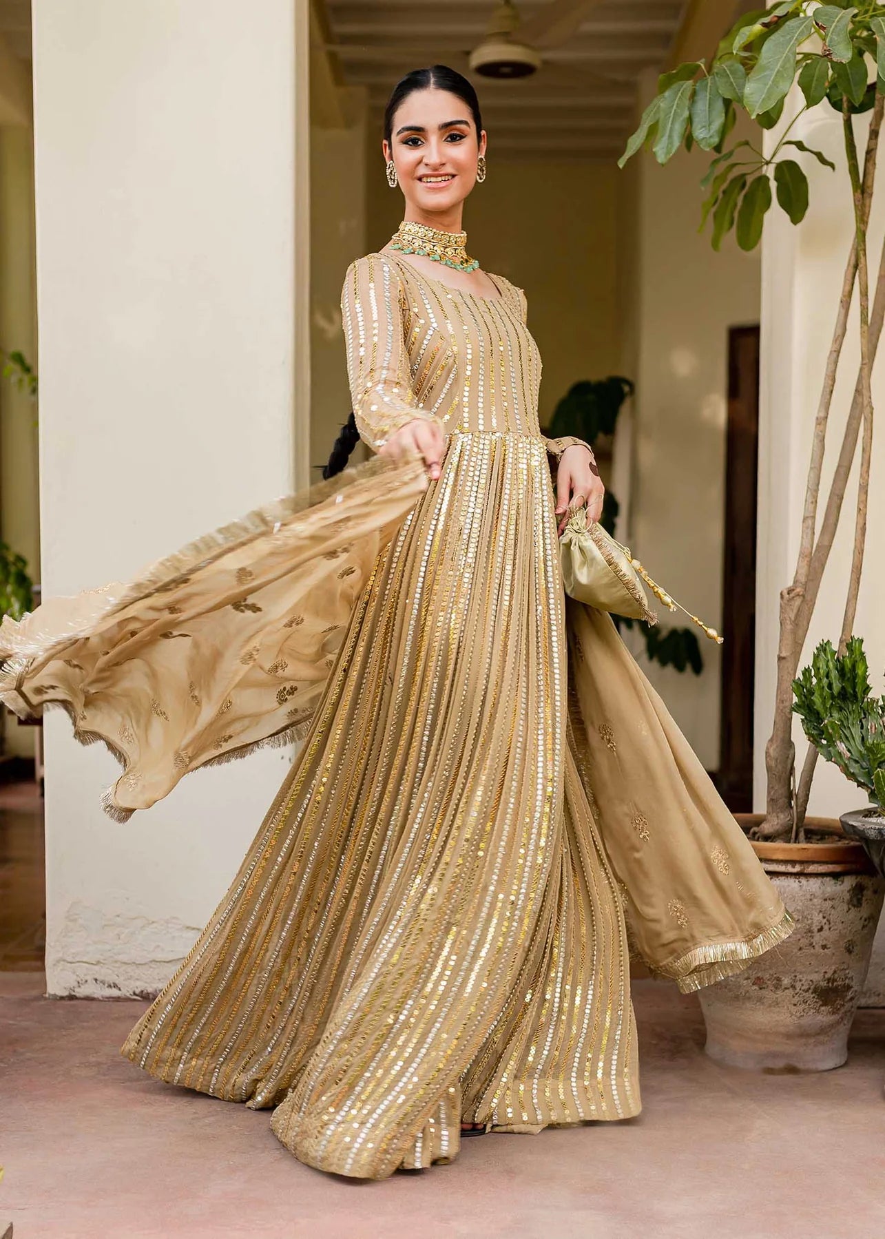 Golden sparkly peshwas