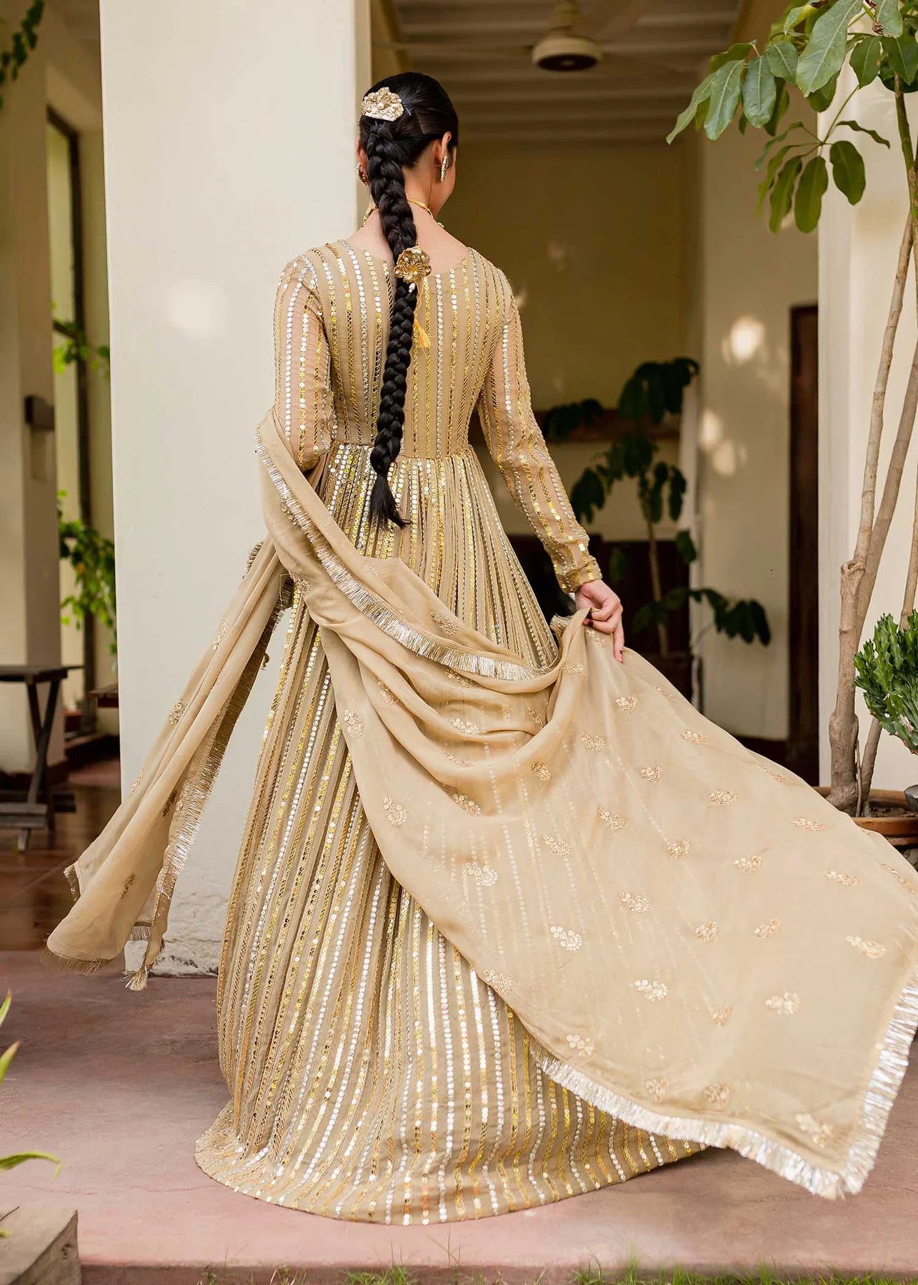 Golden sparkly peshwas