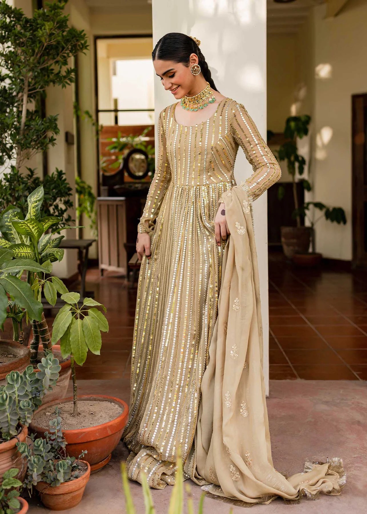 Golden sparkly peshwas