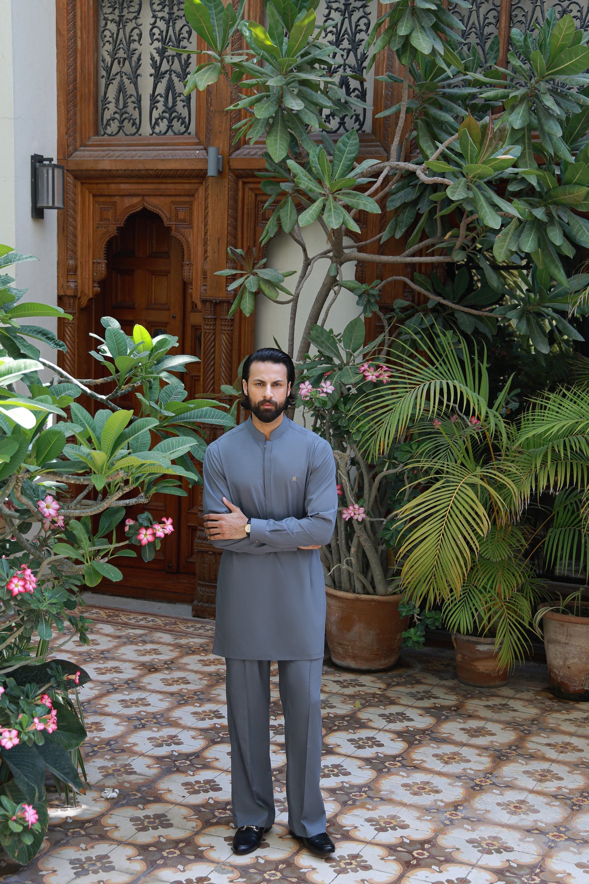 Slate Grey Wash N Wear Kurta Pajama