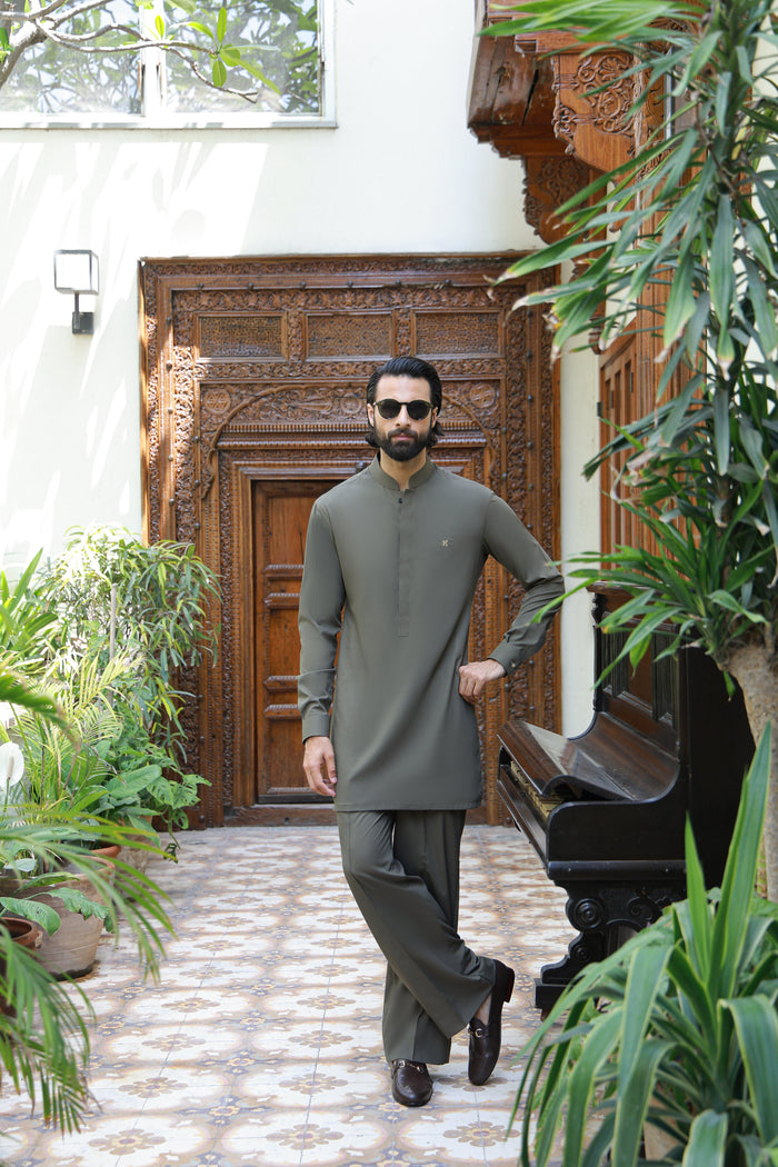 Sage Olive Green Wash N Wear Kurta Pajama
