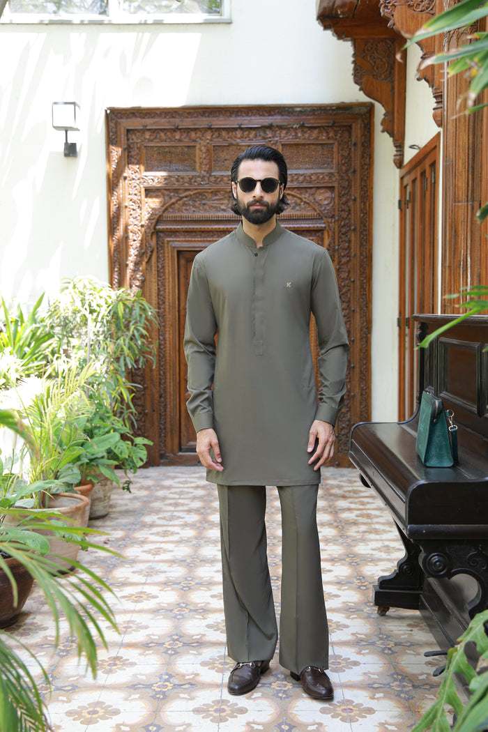 Sage Olive Green Wash N Wear Kurta Pajama
