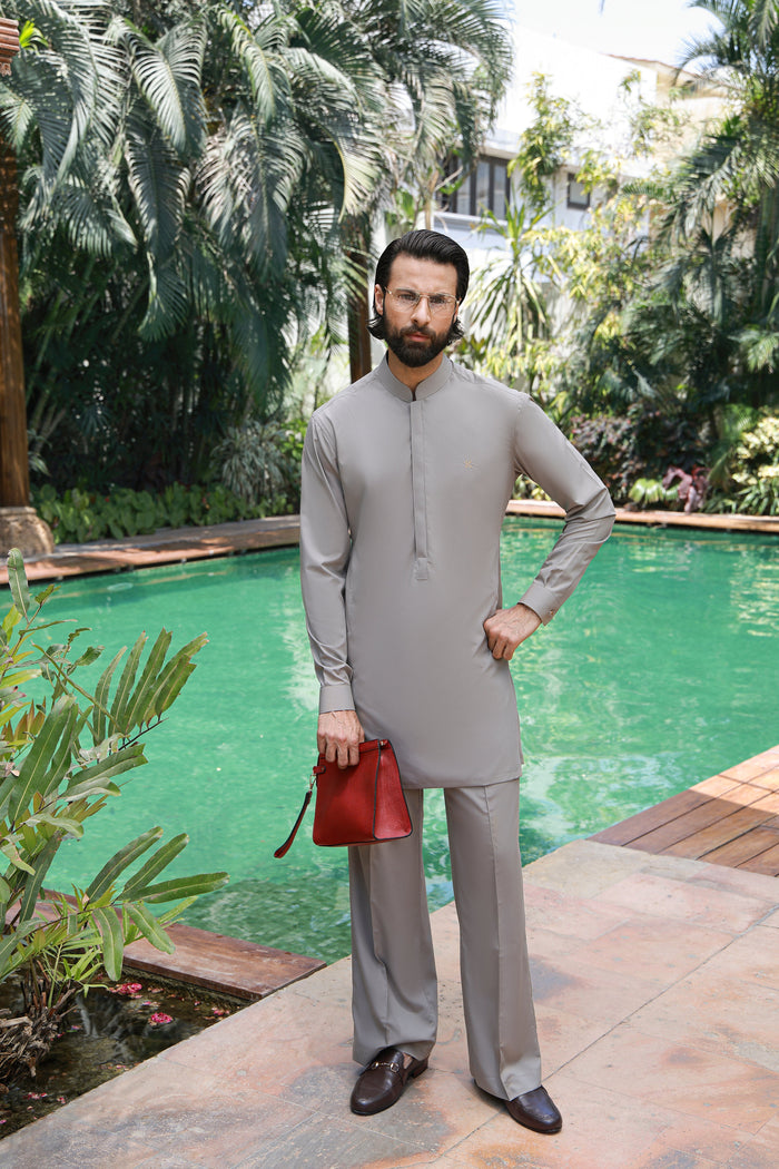 Beige Wash N Wear Kurta Pajama