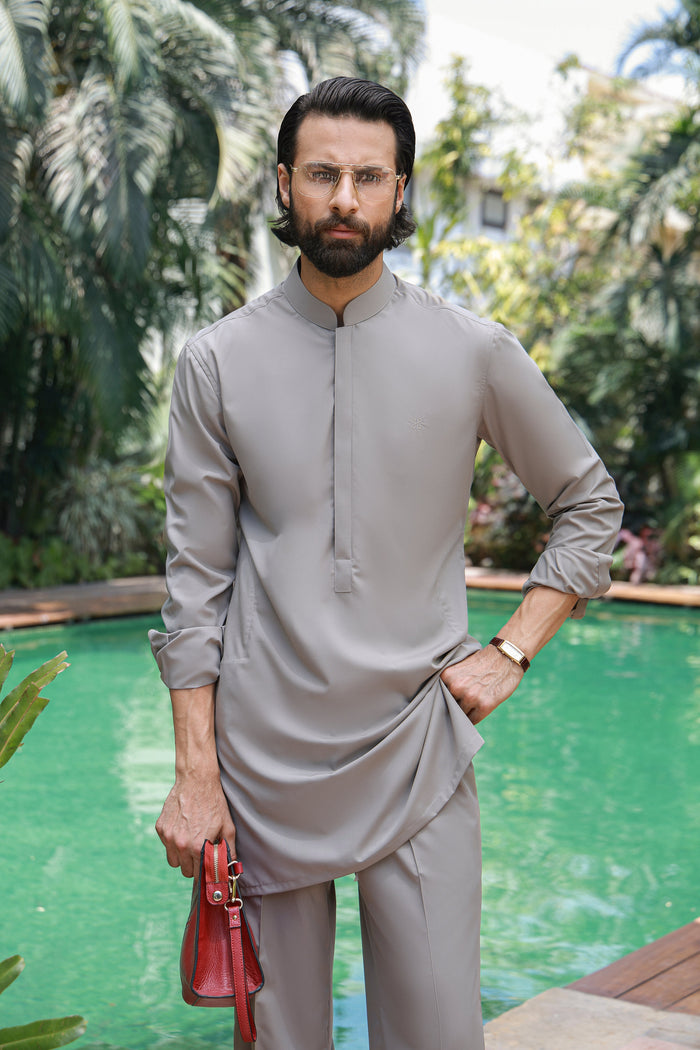 Beige Wash N Wear Kurta Pajama