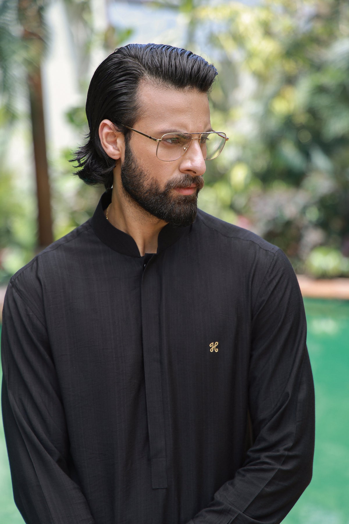 Black Linen Silk Kurta Pajama