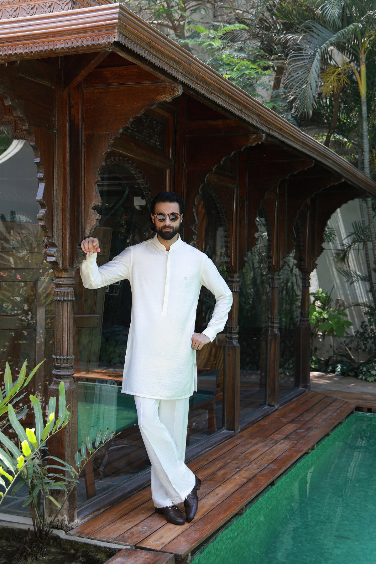 Off White Linen Silk Kurta Pajama