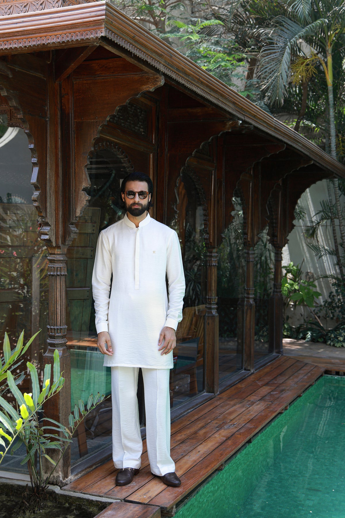Off White Linen Silk Kurta Pajama