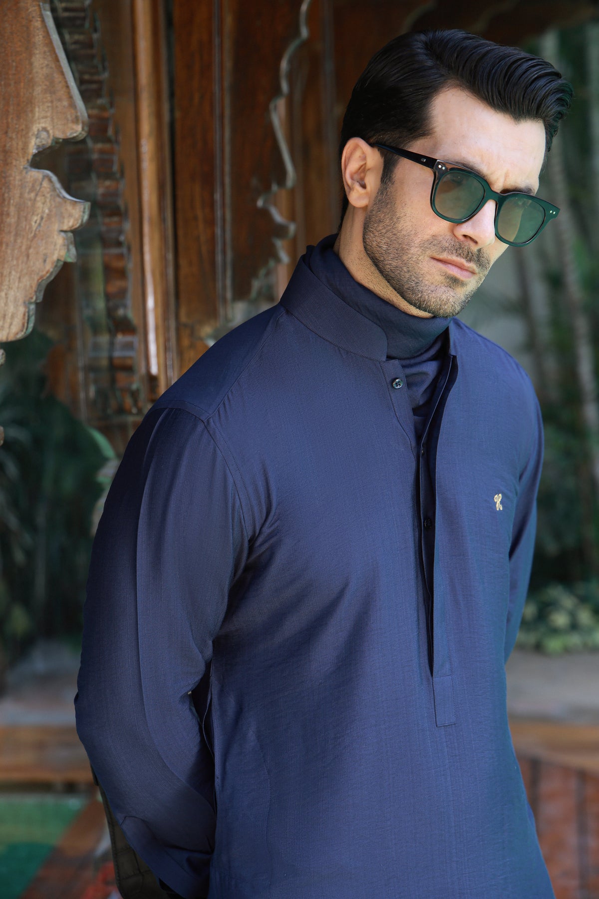 Navy Blue Linen Silk Kurta Pajama