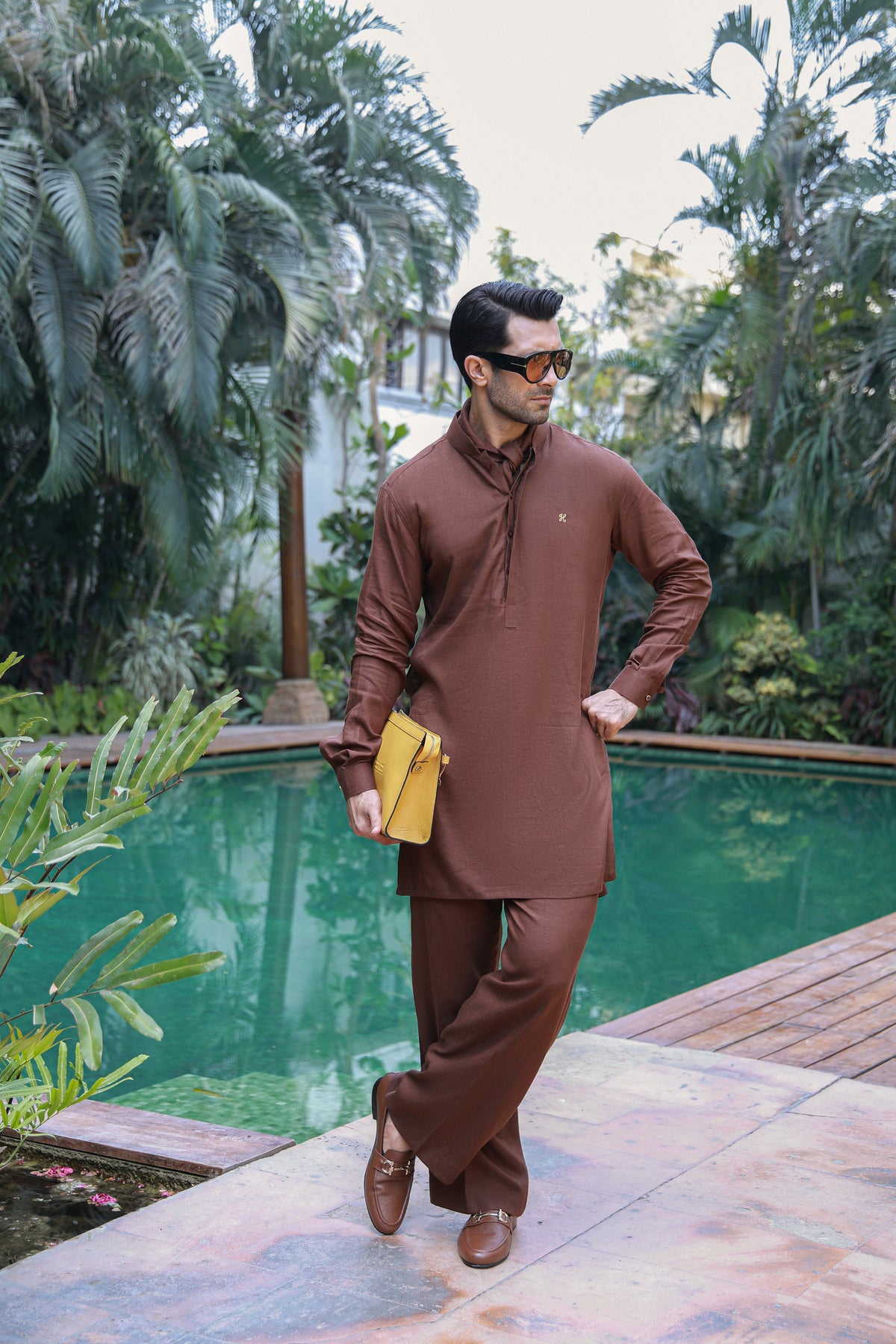 Brown Linen Kurta Pajama