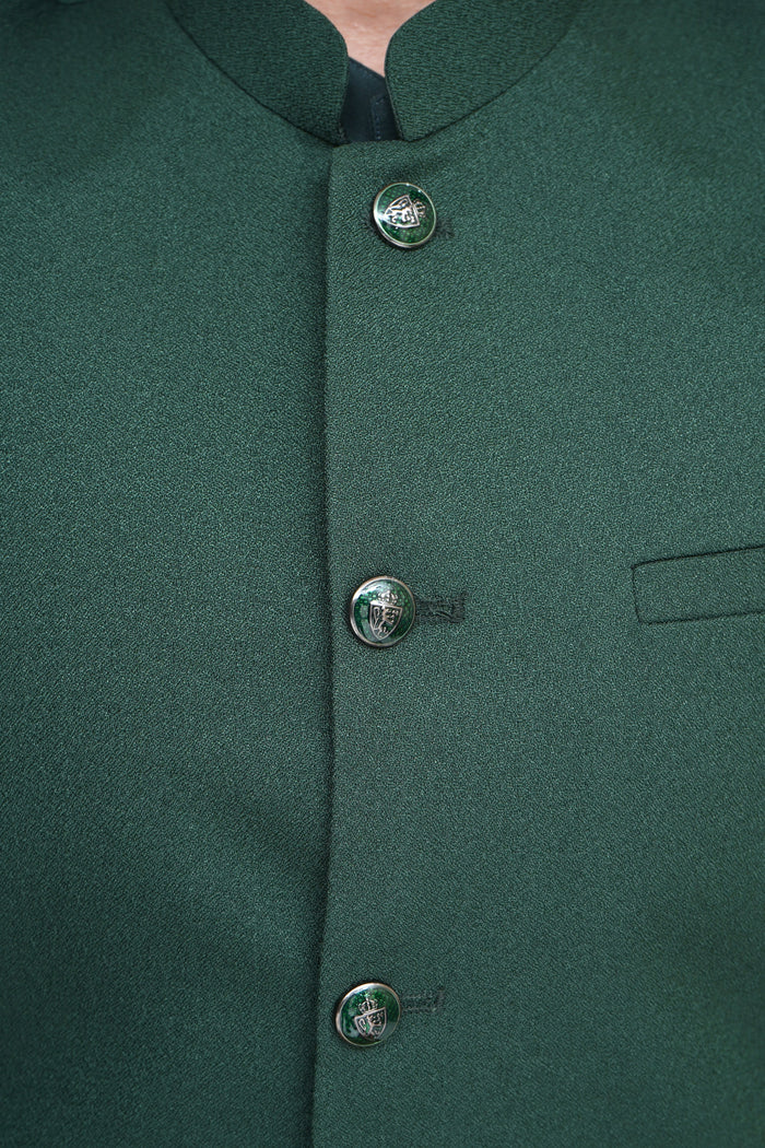 Green Jamawar Boys Waistcoat
