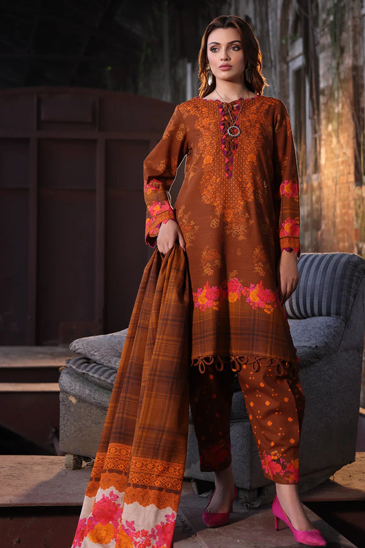 3-PC Printed Khaddar Shirt with Printed Khaddar Dupatta CPW4-07