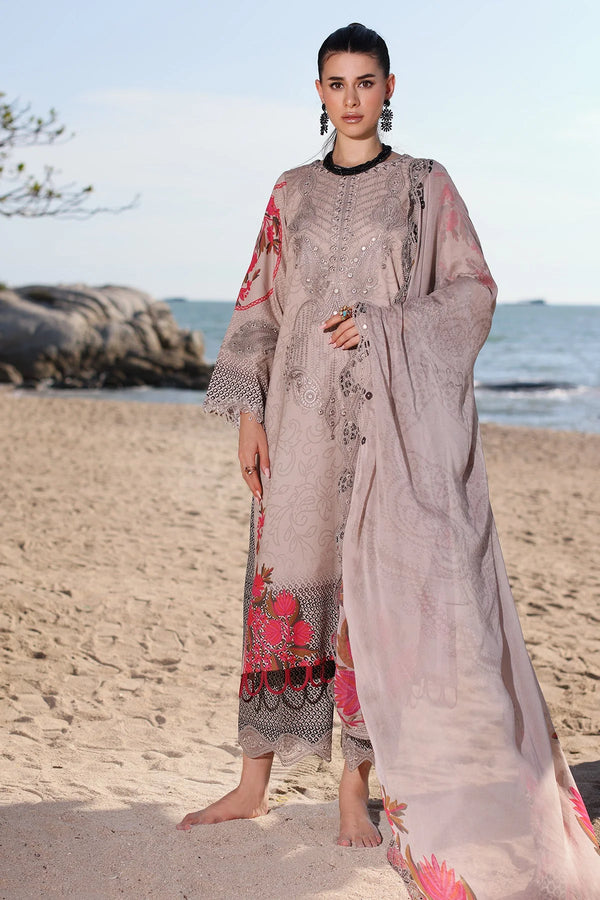 3-PC Printed Lawn Shirt with Embroidered Chiffon Dupatta and Trouser AN4-07