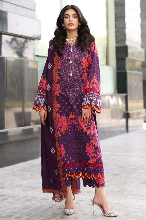 3-PC Printed Lawn Shirt with Embroidered Dupatta and Trouser AS4-14