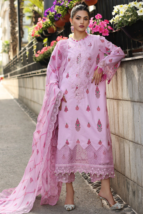 3-PC Unstitched Printed Lawn Shirt with Embroidered Chiffon Dupatta and Trouser CRB4-09