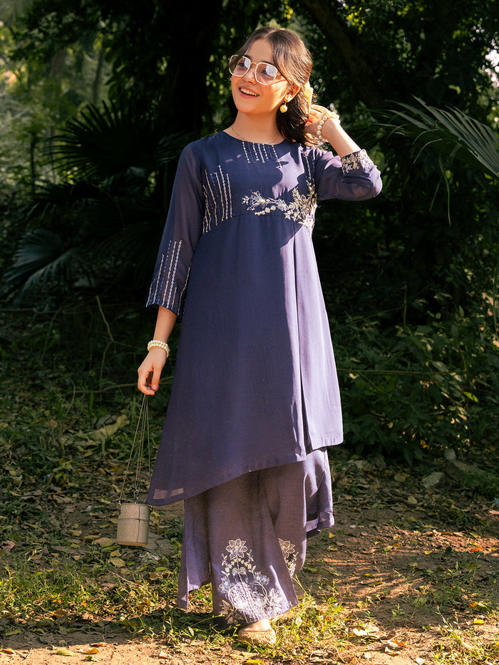 Chiffon Embroidered Festive Suit